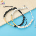 Custom Logo Jewelry Personalized Gift Bar Bangle Small Beads Bracelets Bead Charm Bracelet Women Men Couple