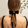 In Stock! Fashion Rubber Korean Elastic Hair Ring Hair Ties Elastic Long Zircon Heart Charm Bowknot Hair Band for Girls