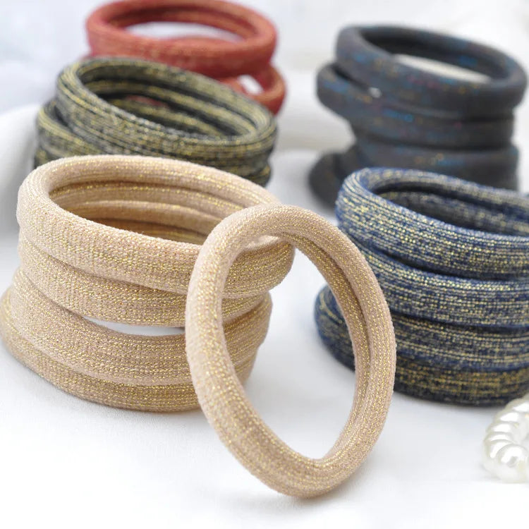 Wholesale Custom Shiny Glitter Knotted Ponytail Holder Yoga Hairband Sports Elastic Hair Ties for Hair Accessories