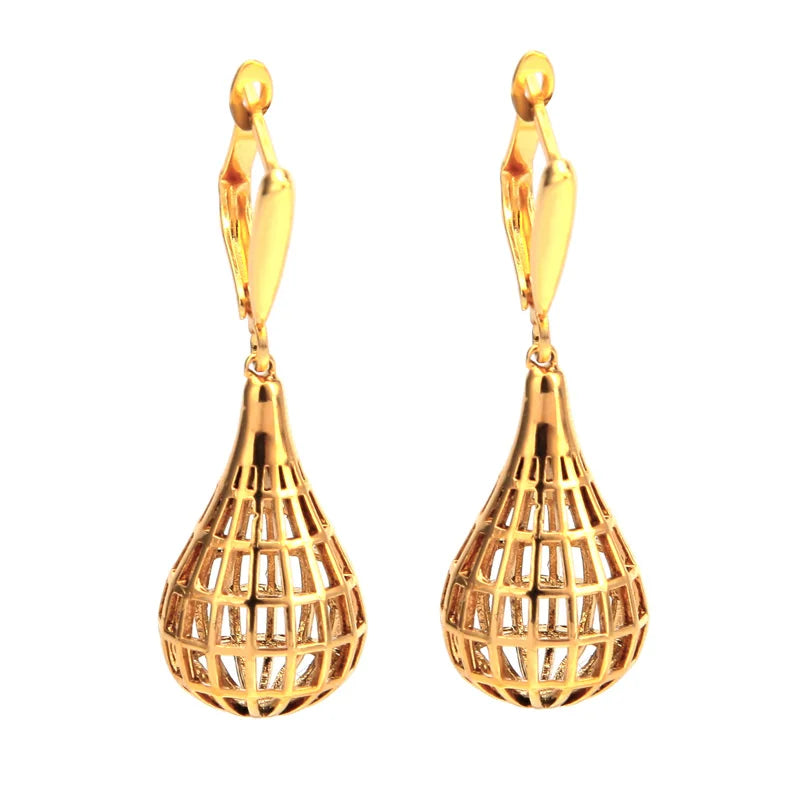 OEM Hot Selling 18K Gold Plated Hollow Drop Earrings for Women Fashion Jewelry Brincos Gifts Gold Color Earings