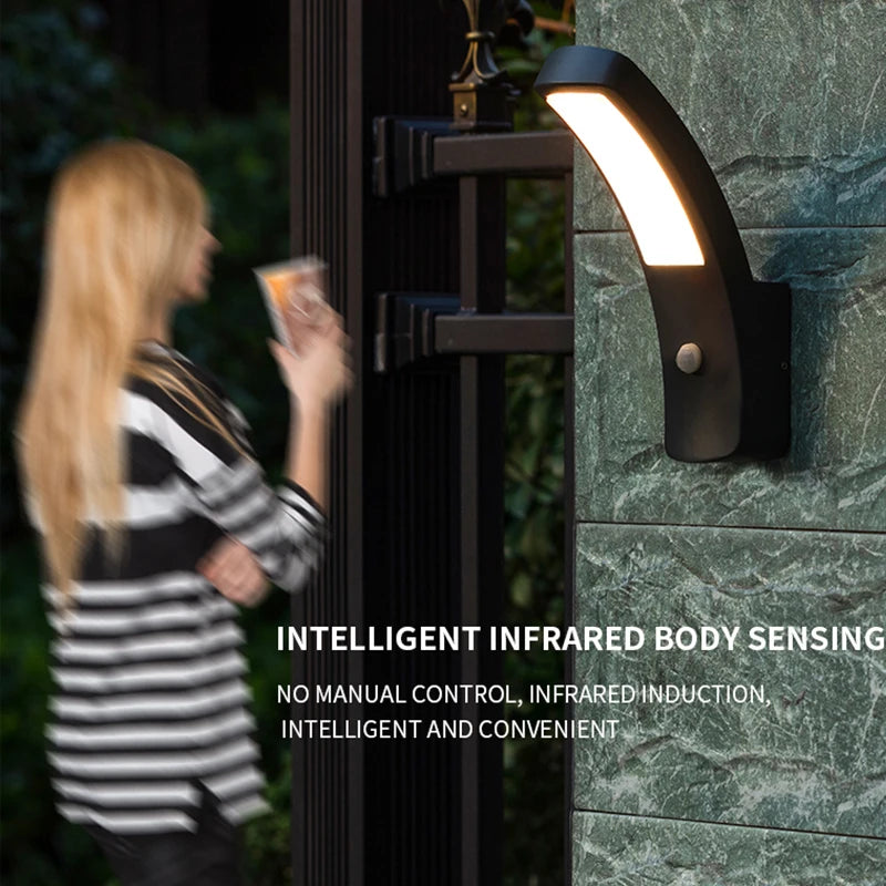 Modern Style Simple LED Lamp with Waterproof Human Induction Aluminum Base 12W Power for Door Terrace Wall Lighting