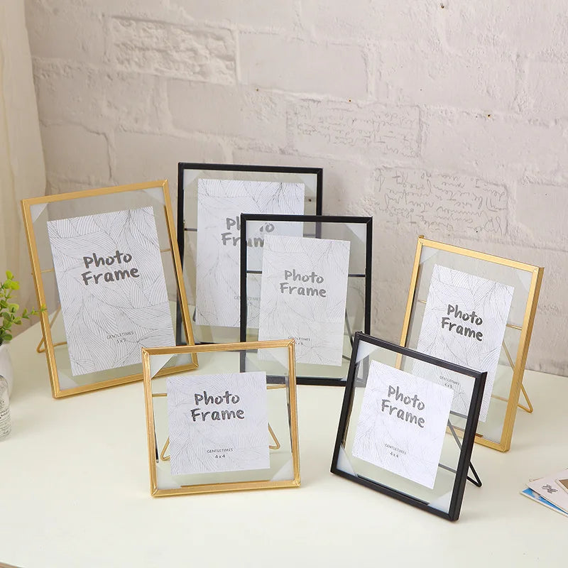 Home Furnishing Personality Creative Decoration Decoration Iron Art Geometric Glass Metal Three-Dimensional Photo Frame