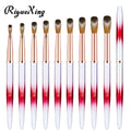 Nail Brush Luxury Hot Red Holographic Professional Acrylic Powder Brush Metal Handle 100% Kolinsky Acrylic Nail Brush