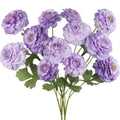 Artificial Spring Summer Purple Zinnia Silk Flowers with Long Stems Elegan Flowers for Floral Table Wedding Party Home Decor