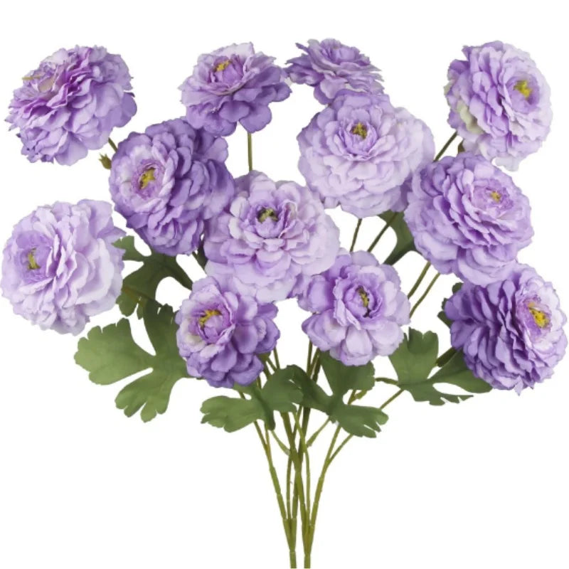 Artificial Spring Summer Purple Zinnia Silk Flowers with Long Stems Elegan Flowers for Floral Table Wedding Party Home Decor