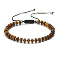 New Fashion Simple Design Tiger Eye Colored Disc Bead Stainless Steel Bracelet Women Men