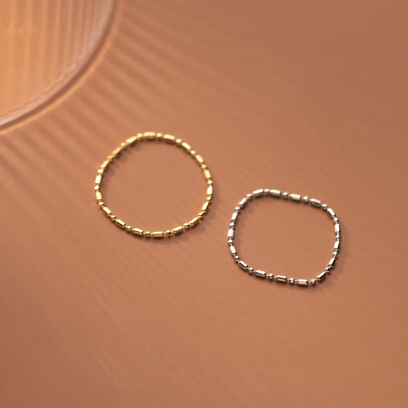 1 Piece S925 Sterling Silver Irregular Thin Bean Shape Solid Size Rings Dainty Women Stackable Rings Never Fade