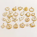 2025 Custom DIY Stainless Steel Charm Fashion Jewelry White Shell Pearl Heart Star Pendant PVD Gold Charms for Jewelry Making