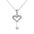 Sterling Silver Stylish Heart-shaped Key Pendant with Diamond True love for Women