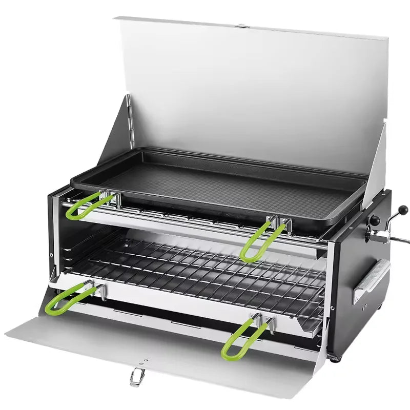Portable Lightweight Stainless Steel Manual BBQ Oven Outdoor Folding Gas Stove Removable Butane Fuel Camping Hiking Picnics