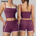 PASUXI New Woman 2 Piece Short Set Fitness Outfits Yoga Sets Sportswear Seamless Workout Gym Set for Women