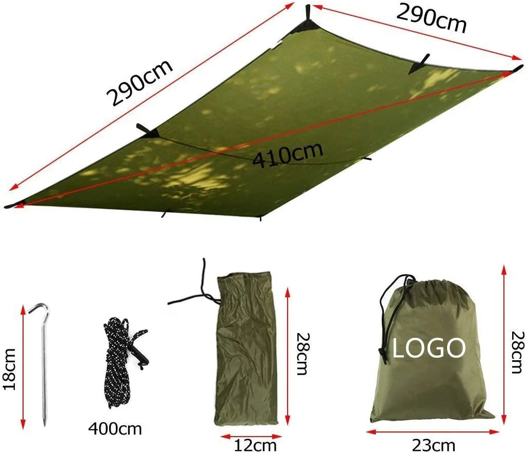 Woqi Camping Hammock  Outdoor   210T 70D Nylon Hammock with Mosquito Net and  Rain Fly Tarp  Camo Color