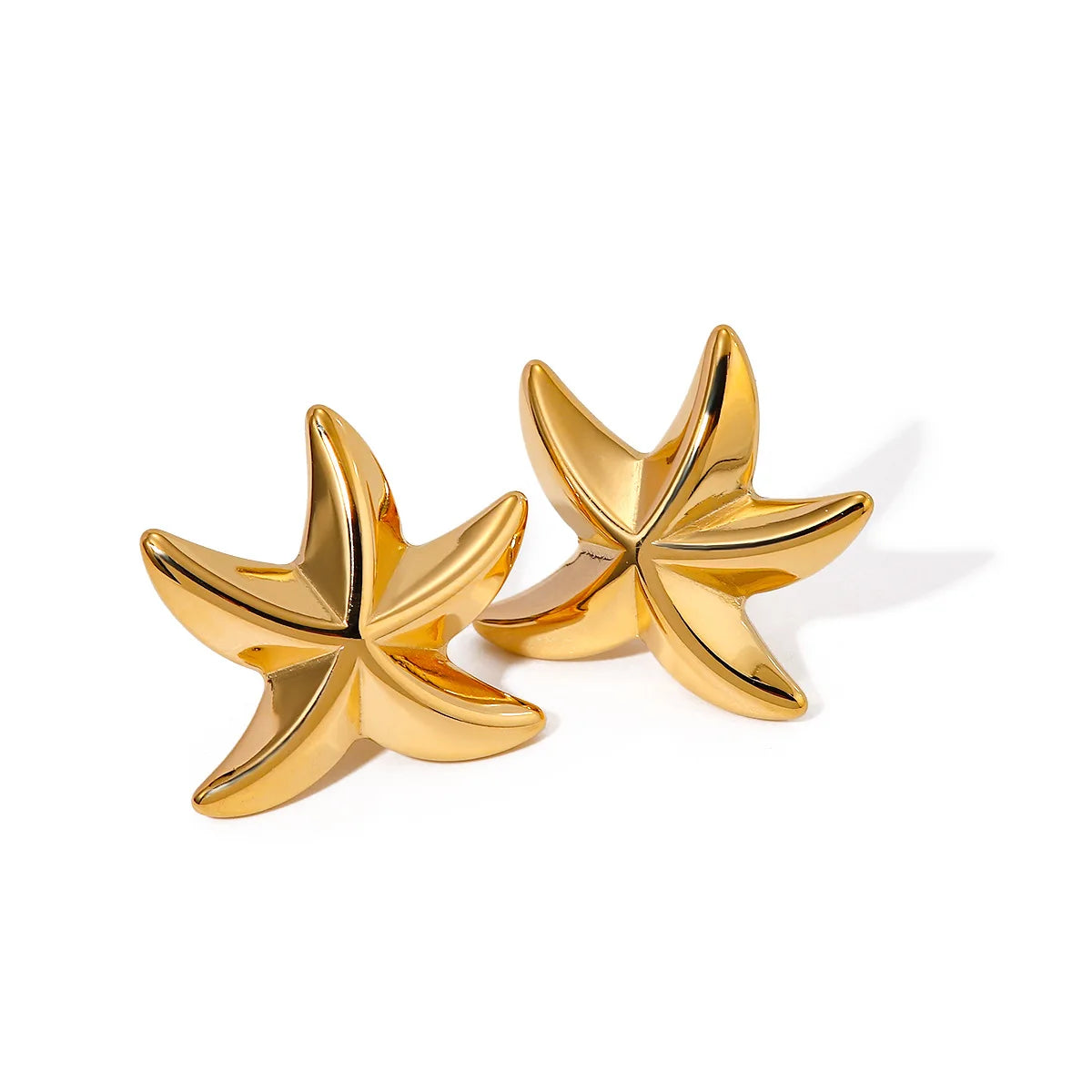Fashion Beach Jewelry Waterproof Stainless Steel PVD 18K Gold Plated Starfish Stud Earrings