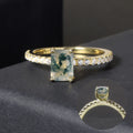 KH068 Abiding Fine Jewelry Wholesale Emerald Cut 5x7mm Stone Women 925 Sterling Silver Moss Agate Ring for Engagement