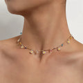 Jewelry Colorful Small Gems Pipe Chain Stainless Steel Necklace Lady Simple Temperament Enamel Daisy Flower Collar