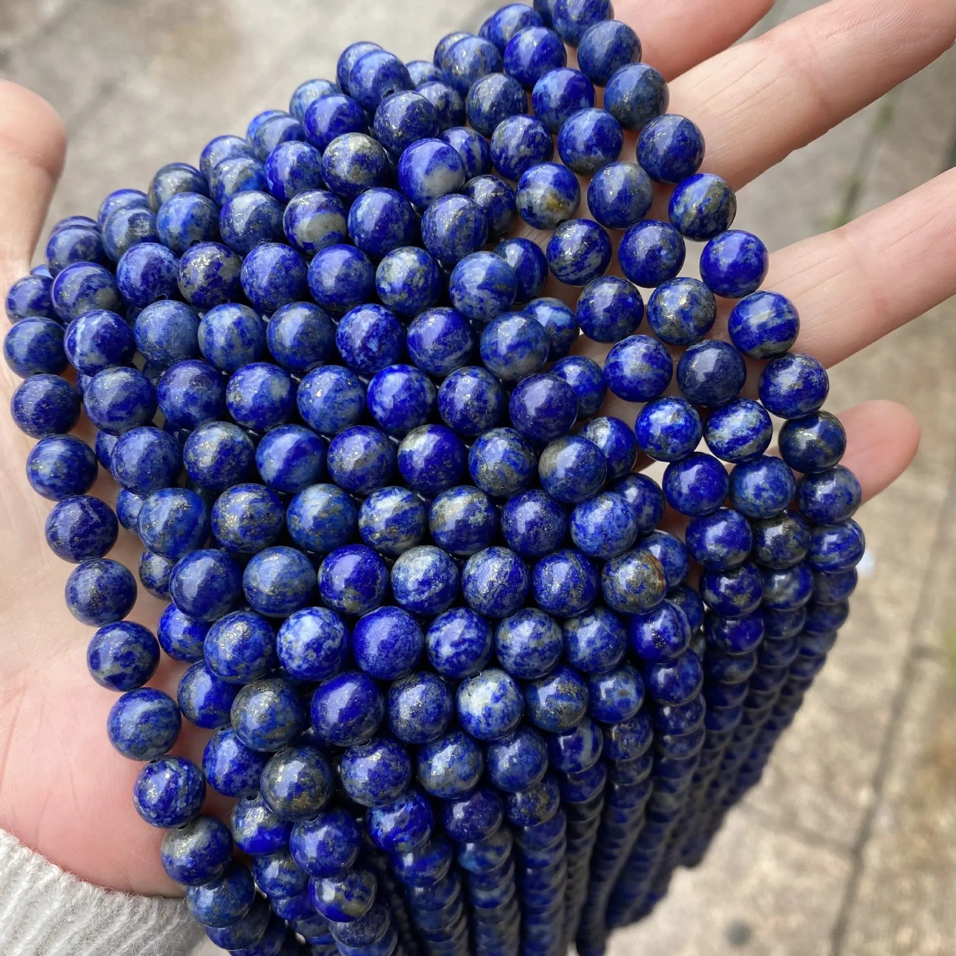Factory Healing Crystal Loose Gemstone Lapis Lazuli Bracelet Necklace Jewelry Natural Stone 4mm 6mm 8mm Lapis Lazuli Loose Bead
