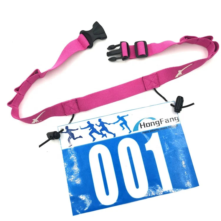 Custom Logo Reflective Adjustable Elastic Bib Holder Super Soft Polyester Material Race Number Belt for Marathon Running