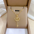 Trendy Crown Key Light Luxury Necklace Women's Gold Banquet Wedding Necklace Stainless Steel Titanium Steel Necklace