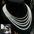 Fine Jewelry 18k Gold Plated Custom Tennis Necklace 2mm-6.5mm 925 Silver Moissanite Tennis Chain Necklace for Women and Men