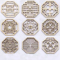 Tailai Modern Laser Cut Design Art Glass Cup Mug Wooden Coasters Table Top Decor DIY Crafts for House Decoration Wood Mats Pads