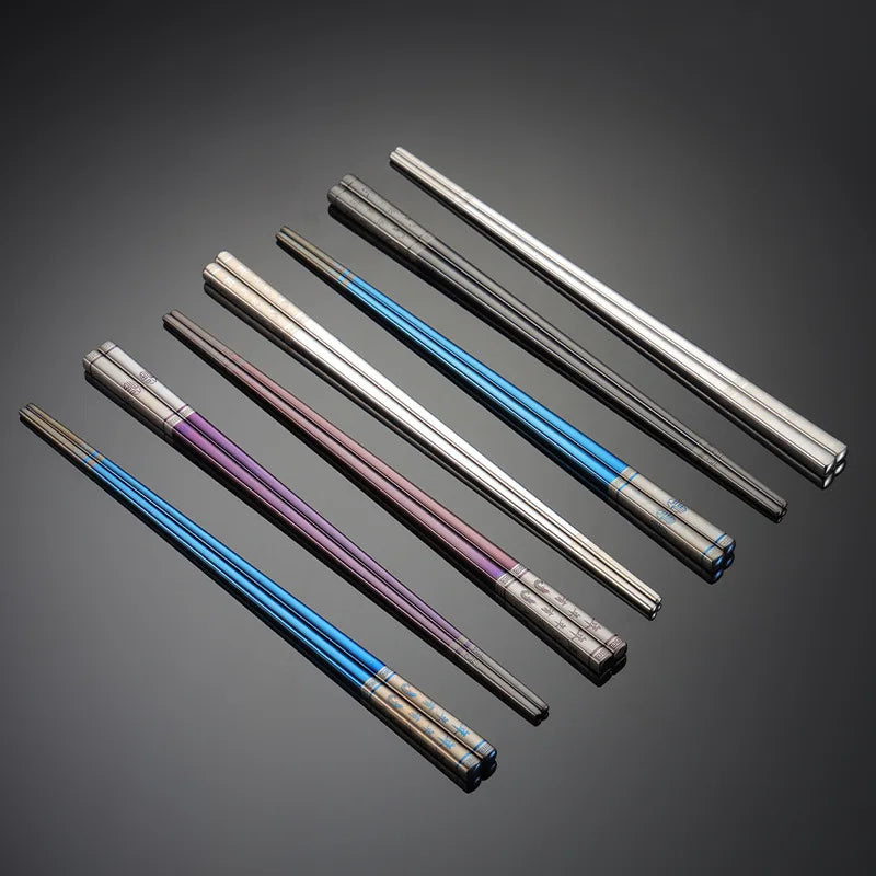 Wholesale Custom Logo Titanium Plated Gold Chopsticks Stainless Steel Metal Chopstick