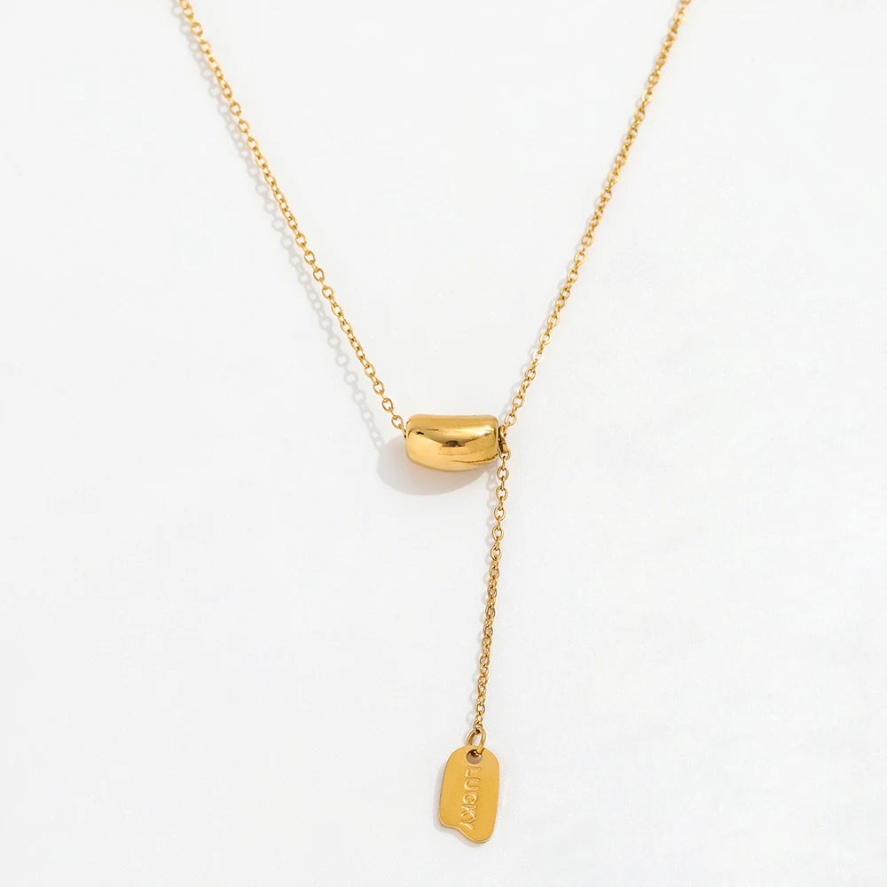 Tarnish Free Joolim 18k Gold Plated Dainty Luck Pendant Necklace Stainless Steel Necklace