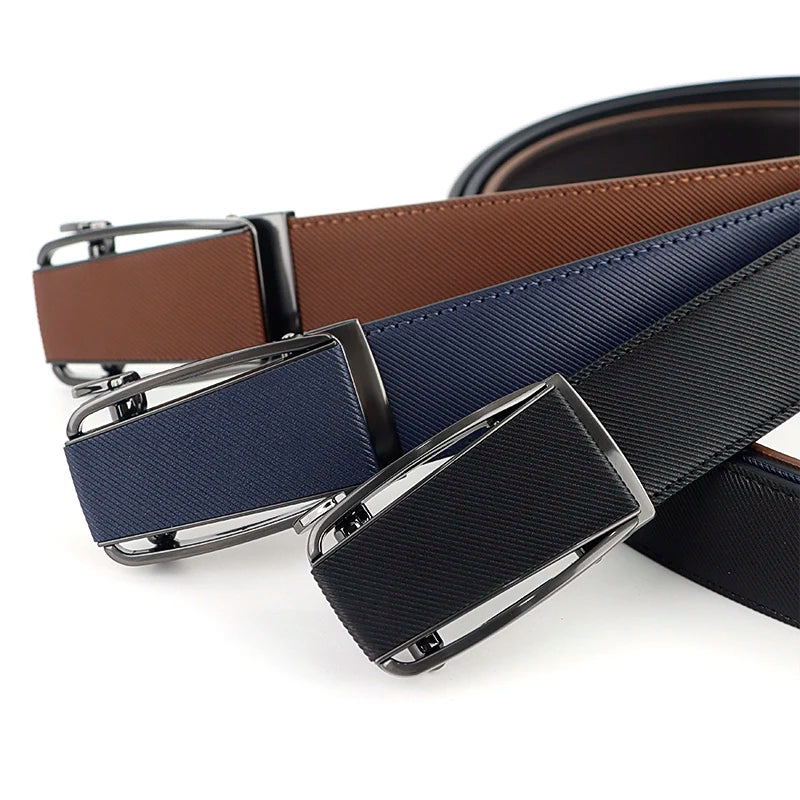 Multiple Colors Available Men Luxury Work Business Belt Adjustable Automatic Buckle Genuine Leather Belt MegaBDM