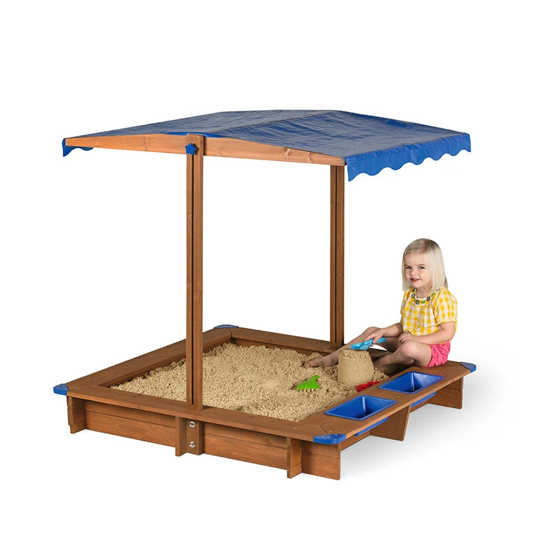 High-End Customized Kids Playground Wooden Sandpit with Benches Outdoor Wooden Sandbox for Outdoor Playtime
