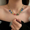New Fashion Multicolor Acrylic Flowers Pearl Necklace Clavicle Chain Simple Choker Custom Jewelry Necklace Women