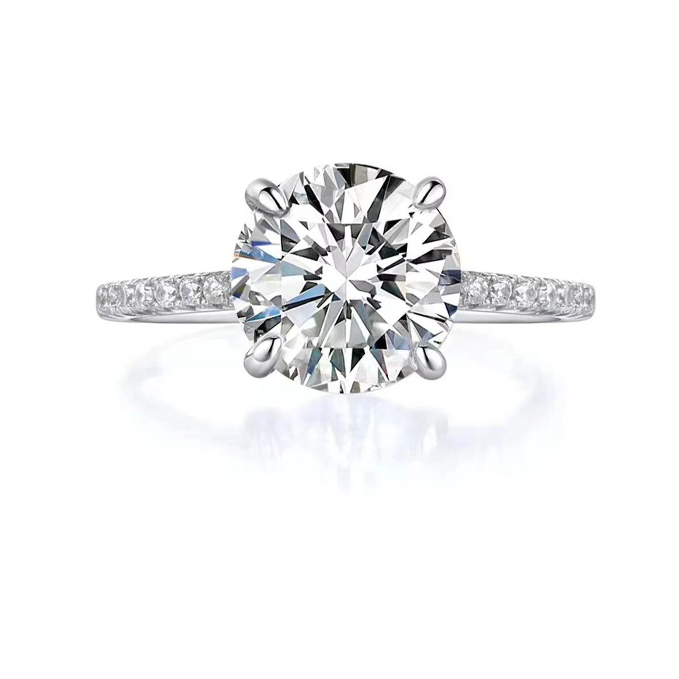 Prong Setting 5CT Moissanite Engagement Ring 18K Gold Plated Micro Pave Dazzling Jewelry for Your Special Day
