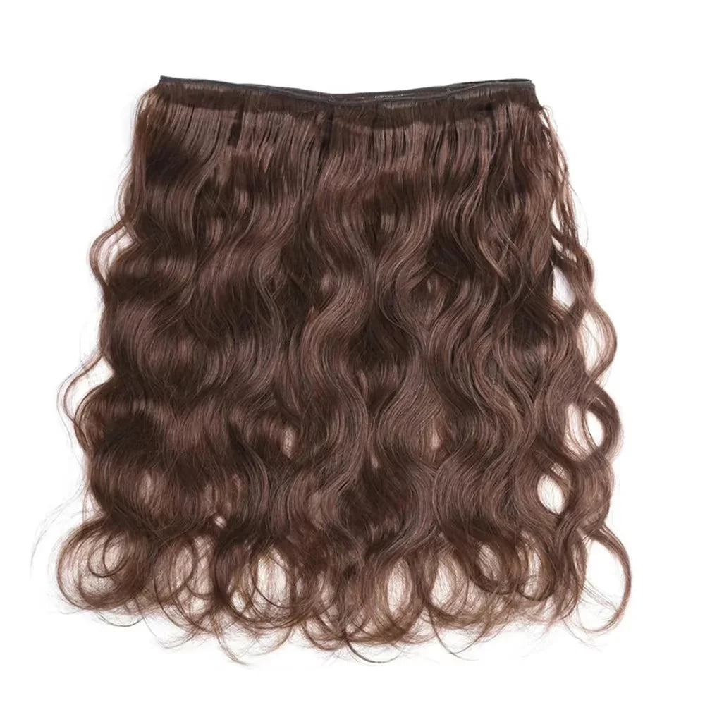 Brown Raw 100% Human Hair Bundles Brazilian Body Wave Human Hair Weave #4 Color Hair Extension Double Draw Bundle Deal for Woman MegaBDM