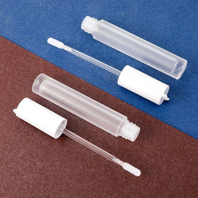 LZ Pack Stock 100pcs 2021 Cartoon Cat Top Round White Unique Lip Gloss Tubes 5ml Frosted Lip Gloss Container
