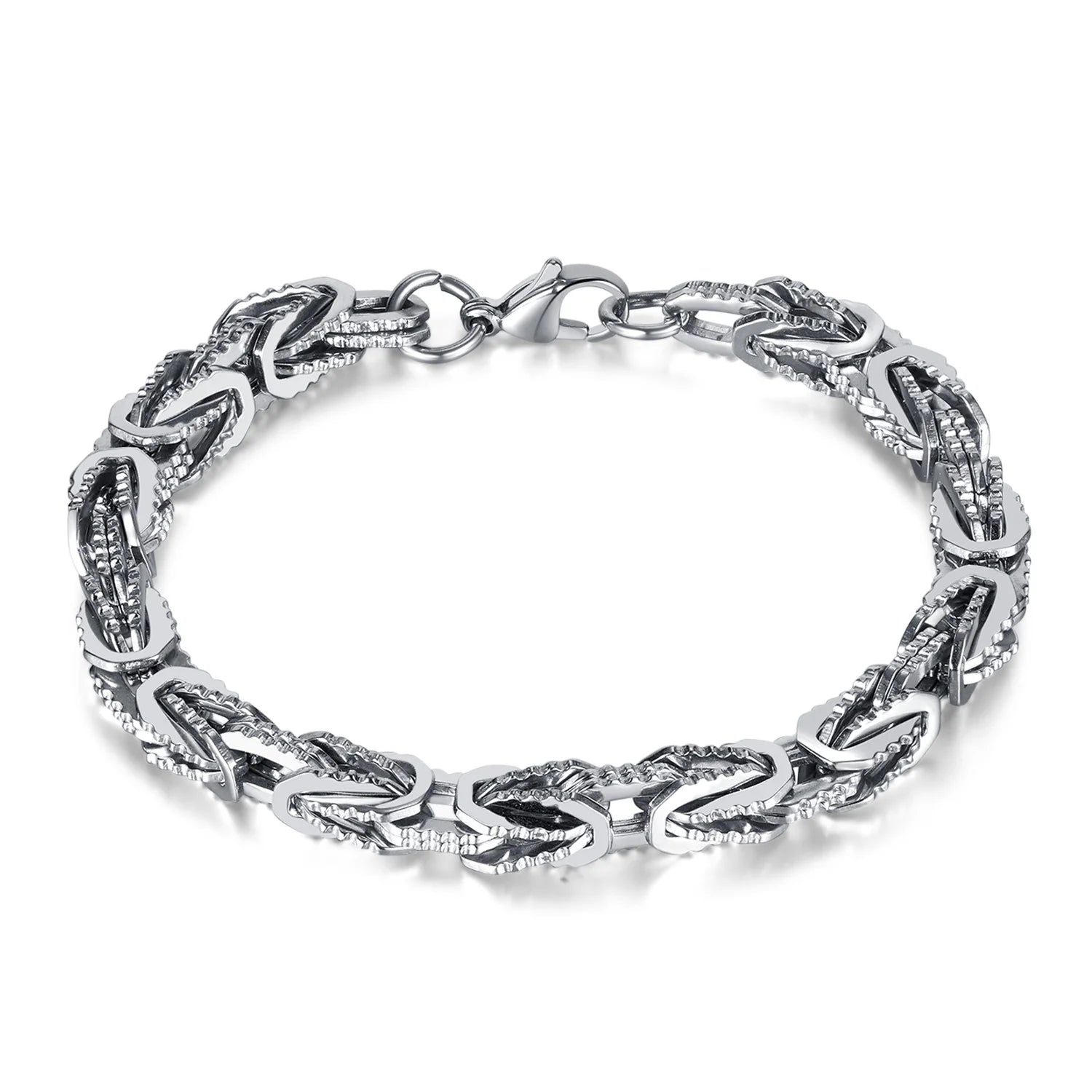 Men's Jewelry Stainless Steel Mechanic Bracelets Chunky Chains Biker Gear Chain Silver Black Byzantine Rough Chain Link Bracelet