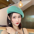 Fashion Female Summer Thin Breathable Painter Hat Black Green Blue Beret Femme Octagonal Women Girls Hat Boinas De Mujer