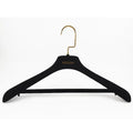 YT Black Clothes Hanger Velvet Surface Non-slip Plastic Hanger With Pants bar