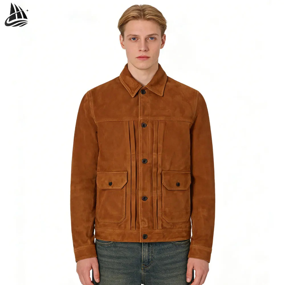 Custom Leather Winston Trucker Suede Jacket for Winter