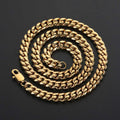 NUOYA Trendy Hip Hop Jewelry Men's Golden Stainless Steel Jewelry 8mm 18K Gold Plated Stainless Steel Cuban Link Chain Necklace