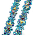 Factory Supplier Royal AB Resin Aqua Rhinestone Trim Carnival Costumes Iron-On Trim