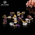 JD GEMS Silver Plated Copper Natural Stone Amethyst Rock Quartz Agate Multishape Charm Pendants Necklace Jewelry Making