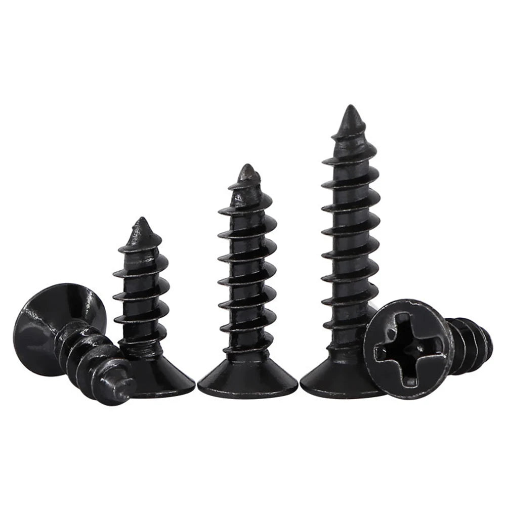 M2 M3 M4 M5 M6 Self-Tapping Screw With Philip Drive Black Steel Electrophoresis Plated Countersunk Flat CSK Head Wood Screws