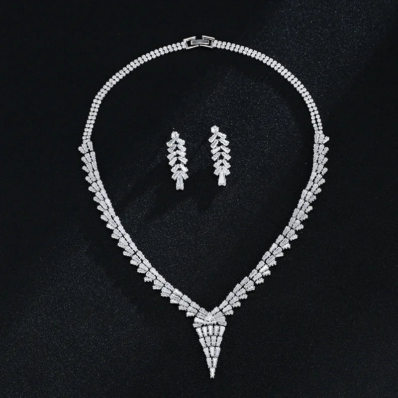 New Arrival Bridal Wedding Luxury Jewelry Mori Female Series Earring Necklace Exquisite Zircon Jewelry Set for Women