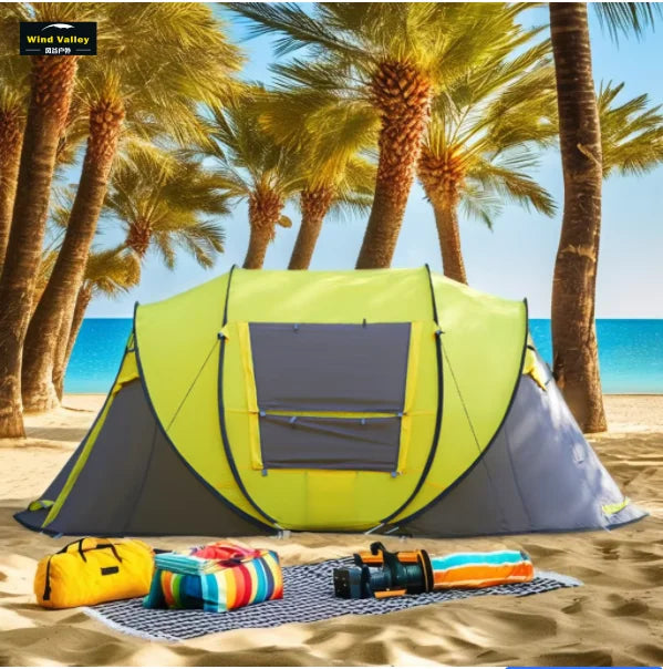 Wind Valley Outdoor Waterproof Polyester Four-season Beach Camping Tent 6-8 Person Large Pop-up Automatic Quick Opening Single