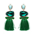Ethnic Jewelry Silk Thread Gem Tassel Earrings Colorful Resin Geometric Tassel Earrings for Women