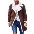Winter Leisure Solid Polar Fleece Composite Suede Men's Long Warm Coat