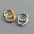 Personality 925 Sterling Silver Fashion Simple Zircon Round Shape Huggie Hoop Earrings for Women