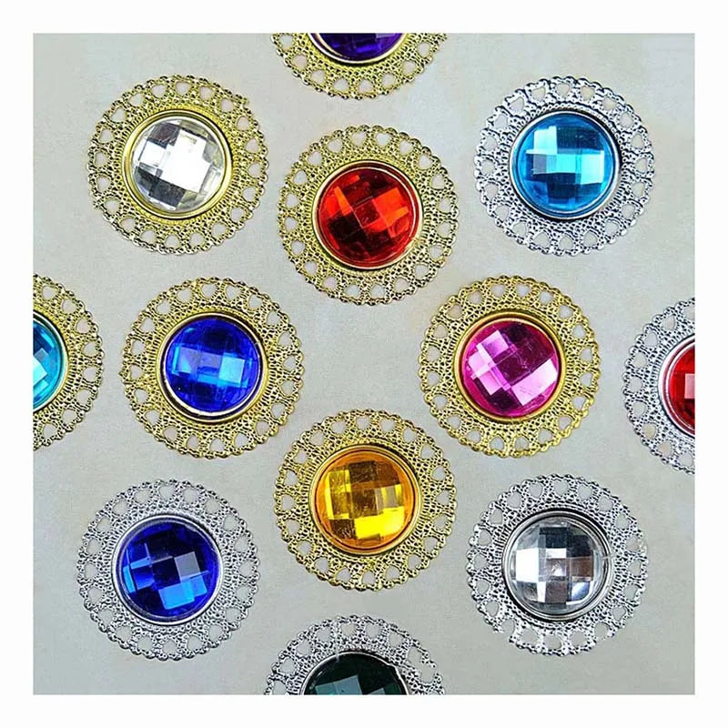Diy Handmade Accessories Matched Acrylic Rhinestones Costume Headwear Shoes Decorative Round Metal Alloy Hollow Base Rhinestones