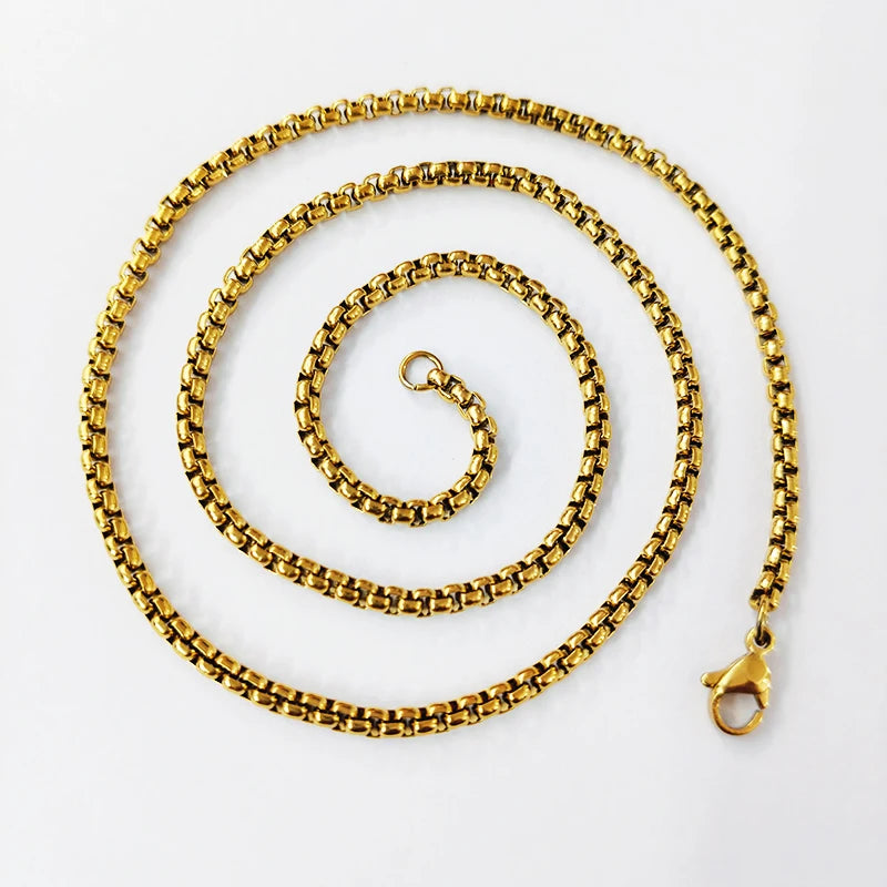Wholesale Tarnish-Free Stainless Steel Necklace with Gold Plating Square Rolo Chain & Rolo Box Chain for Engagement-MSC-0005 MegaBDM