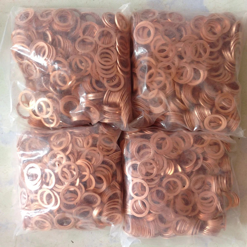 M8 Thin Brass Cooper Washer Plain Finish Bonded Style
