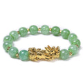 Wholesale Boho Natural Crystal Stone Charm Pi Xiu Feng Shui Beaded Men's Gold Plated Bangles Good Luck Jewelry