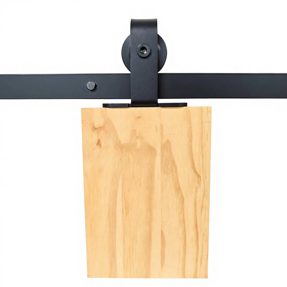 RHETECH Heavy Duty Top Mounted Black Roller Bifold Door Barn Style Bi Folding Barn Door Kit for 4 Doors